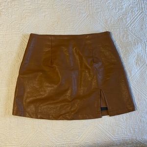 Olivaceous Brown Leather Mini Skirt- Women’s Large